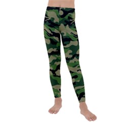 Green Military Vector Pattern Texture Kids  Lightweight Velour Leggings