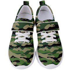 Green Military Vector Pattern Texture Women s Velcro Strap Shoes