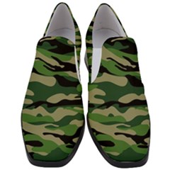 Green Military Vector Pattern Texture Slip On Heel Loafers