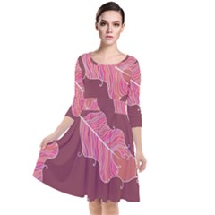 Plumelet Pen Ethnic Elegant Hippie Quarter Sleeve Waist Band Dress