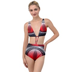 Red Eye Tied Up Two Piece Swimsuit by Sudhe