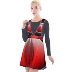 Red Eye Plunge Pinafore Velour Dress