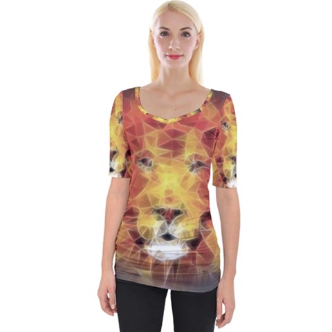 Fractal Lion Wide Neckline Tee by Sudhe