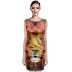 Fractal Lion Sleeveless Velvet Midi Dress by Sudhe