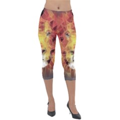 Fractal Lion Lightweight Velour Capri Leggings  by Sudhe