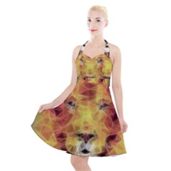 Fractal Lion Halter Party Swing Dress  by Sudhe