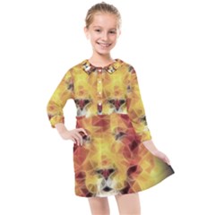 Fractal Lion Kids  Quarter Sleeve Shirt Dress by Sudhe