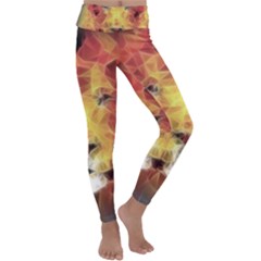 Fractal Lion Kids  Lightweight Velour Classic Yoga Leggings by Sudhe