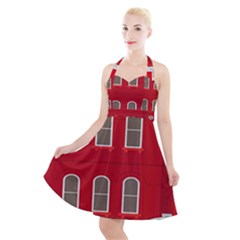 Red House Halter Party Swing Dress  by Sudhe