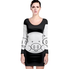 Pig Logo Long Sleeve Bodycon Dress by Sudhe