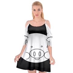 Pig Logo Cutout Spaghetti Strap Chiffon Dress by Sudhe