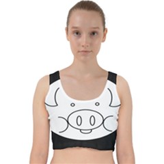 Pig Logo Velvet Racer Back Crop Top by Sudhe