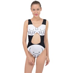 Pig Logo Center Cut Out Swimsuit by Sudhe