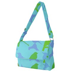 Bird Watching - Light Blue Green- Full Print Messenger Bag by WensdaiAmbrose