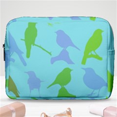 Bird Watching - Light Blue Green- Make Up Pouch (large) by WensdaiAmbrose