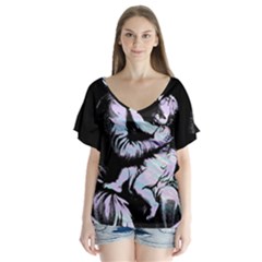 Mother Mary V-neck Flutter Sleeve Top by snowwhitegirl