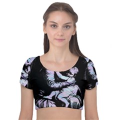 Mother Mary Velvet Short Sleeve Crop Top  by snowwhitegirl