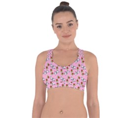 Lamb Pattern Pink Cross String Back Sports Bra by snowwhitegirl