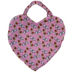 Lamb Pattern Pink Giant Heart Shaped Tote