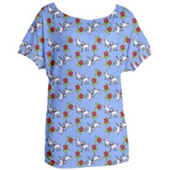 Lamb Pattern Blue Women s Oversized Tee by snowwhitegirl