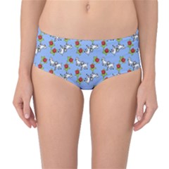 Lamb Pattern Blue Mid-waist Bikini Bottoms by snowwhitegirl