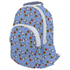 Lamb Pattern Blue Rounded Multi Pocket Backpack by snowwhitegirl