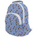 Lamb Pattern Blue Rounded Multi Pocket Backpack View1