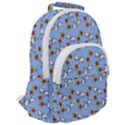 Lamb Pattern Blue Rounded Multi Pocket Backpack View2