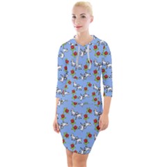 Lamb Pattern Blue Quarter Sleeve Hood Bodycon Dress by snowwhitegirl