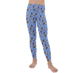 Lamb Pattern Blue Kids  Lightweight Velour Leggings by snowwhitegirl