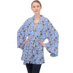 Lamb Pattern Blue Velvet Kimono Robe by snowwhitegirl