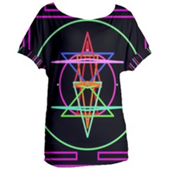 Drawing Of A Color Mandala On Black Women s Oversized Tee by Sudhe