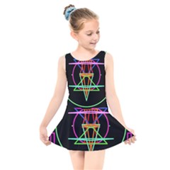 Drawing Of A Color Mandala On Black Kids  Skater Dress Swimsuit by Sudhe