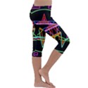 Drawing Of A Color Mandala On Black Kids  Lightweight Velour Capri Leggings  View3