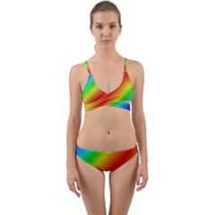 Background Diagonal Refraction Wrap Around Bikini Set