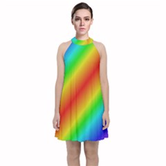 Background Diagonal Refraction Velvet Halter Neckline Dress  by Sudhe