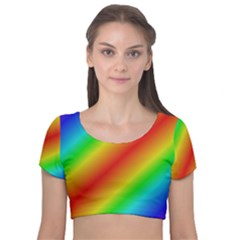 Background Diagonal Refraction Velvet Short Sleeve Crop Top  by Sudhe