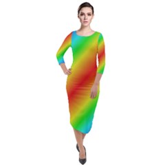 Background Diagonal Refraction Quarter Sleeve Midi Velour Bodycon Dress