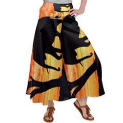 Family Of African Elephants Satin Palazzo Pants by Sudhe