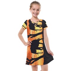 Family Of African Elephants Kids  Cross Web Dress