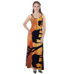 Family Of African Elephants Sleeveless Velour Maxi Dress