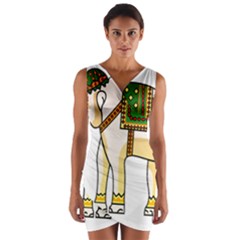 Elephant Indian Animal Design Wrap Front Bodycon Dress