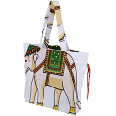 Elephant Indian Animal Design Drawstring Tote Bag by Sudhe