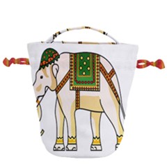 Elephant Indian Animal Design Drawstring Bucket Bag by Sudhe