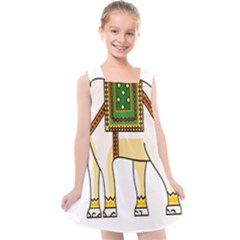 Elephant Indian Animal Design Kids  Cross Back Dress by Sudhe