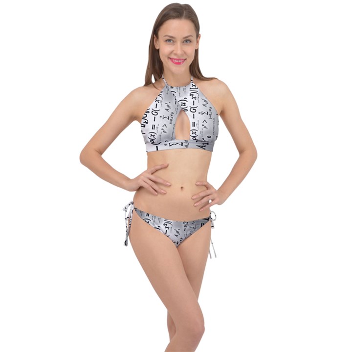 Science Formulas Cross Front Halter Bikini Set