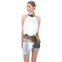 Eagle Halter Asymmetric Satin Top