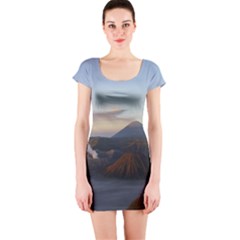 Sunrise Mount Bromo Tengger Semeru National Park  Indonesia Short Sleeve Bodycon Dress by Sudhe