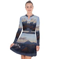 Sunrise Mount Bromo Tengger Semeru National Park  Indonesia Long Sleeve Panel Dress by Sudhe