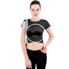 Vintage Camera Crew Neck Crop Top by Sudhe